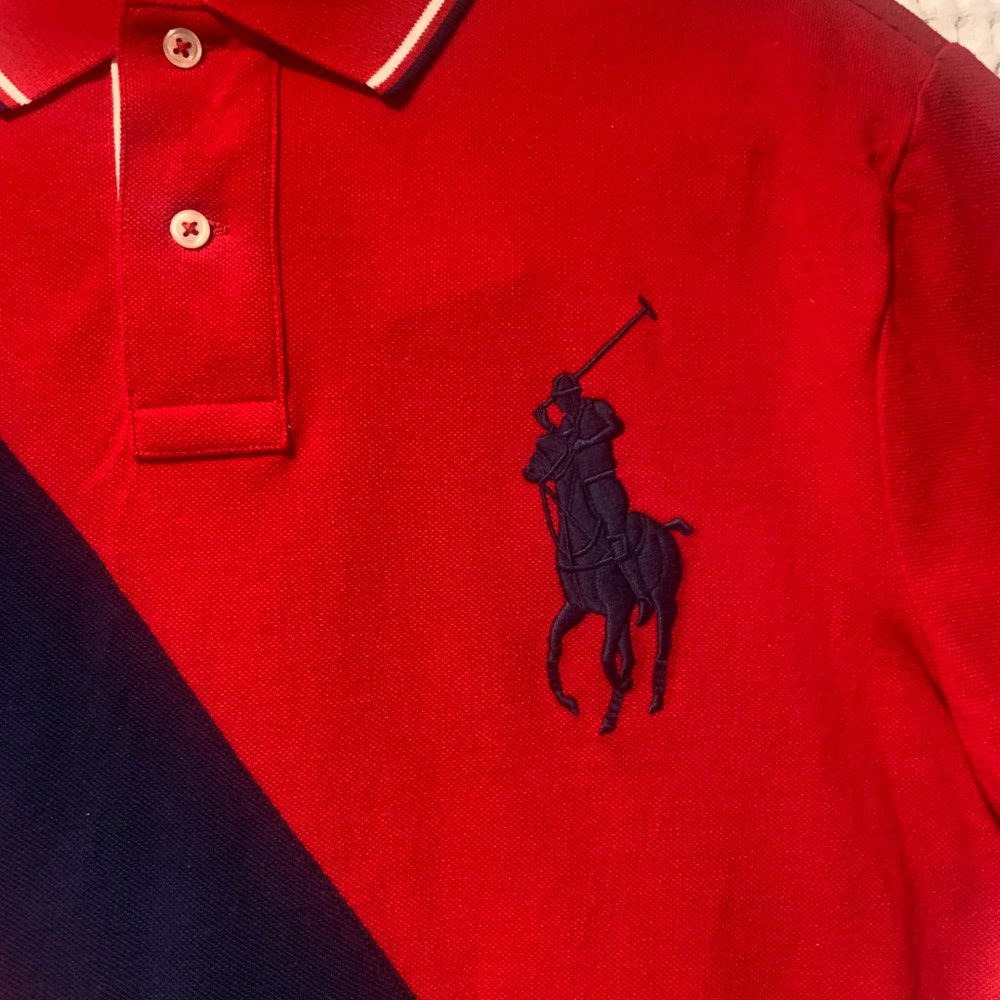 **SOLD** NEW Ralph Lauren Polo Men's Red, White & Blue Short Sleeve Polo Shirt